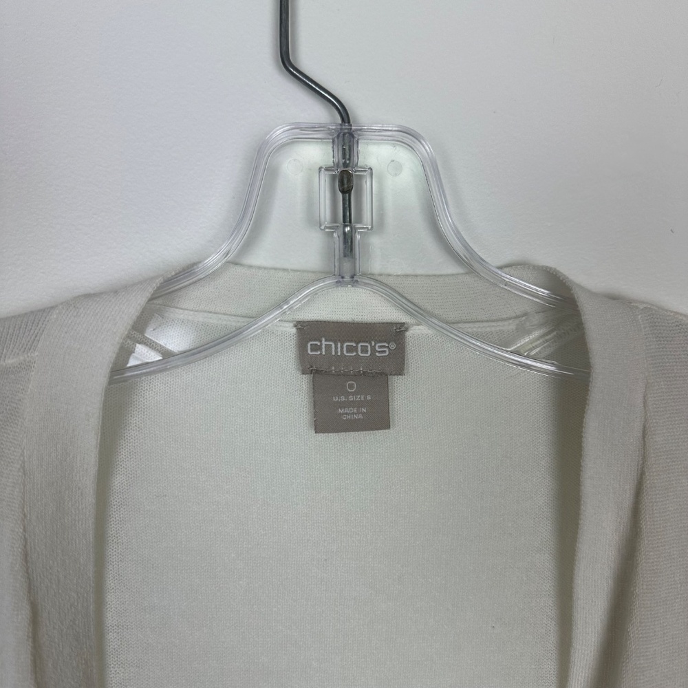 Chico's White Open-Front Lightweight Cardigan - Picture 4 of 8